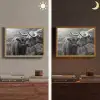 Schotse hooglander - Kalf - Zwart - Wit Light Box met batterij (Wandlamp) middel -sfeer3