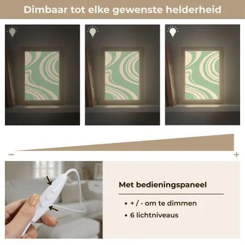 Golvende lijnen - Mintgroen - Dansende vormen Light Box met kabel (Tafellamp) klein -USP_dimbaarNL