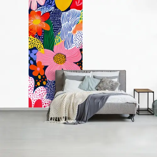 Kleurrijk - Bloemen - Abstract - Stippen fotobehang vinyl groot -slaapkamer