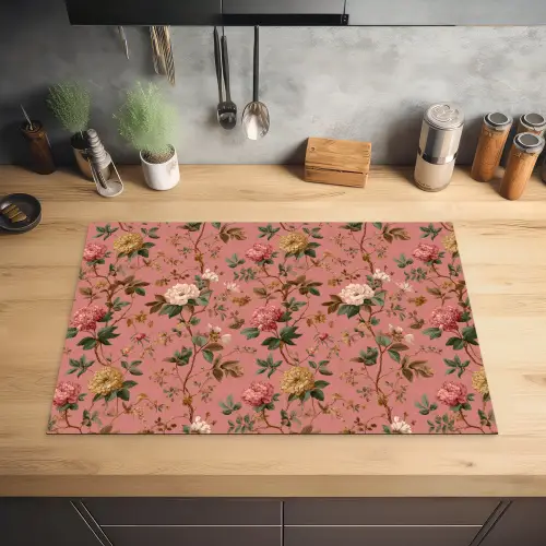 Klassiek - Botanisch - Roze Inductie beschermer vinyl 3mm klein 276 -sfeer5