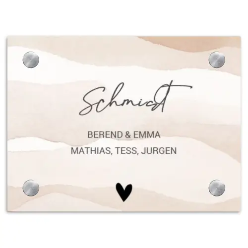 Beige lagen - Sierlijk Naambord Rechthoek middel -3d