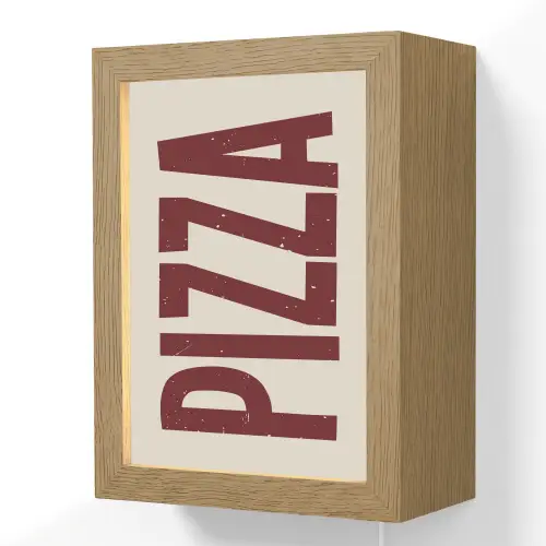 Pizza - Vintage - Decoratie - Japandi Light Box met kabel (Wandlamp) klein -3d
