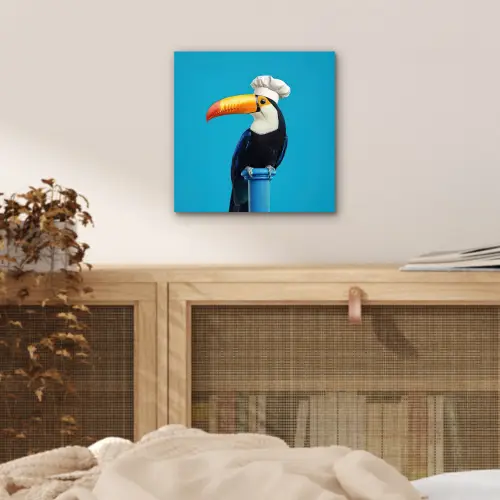 Tucan - Sokkel - Vogel - Koksmuts aluminium wit klein -sfeer3