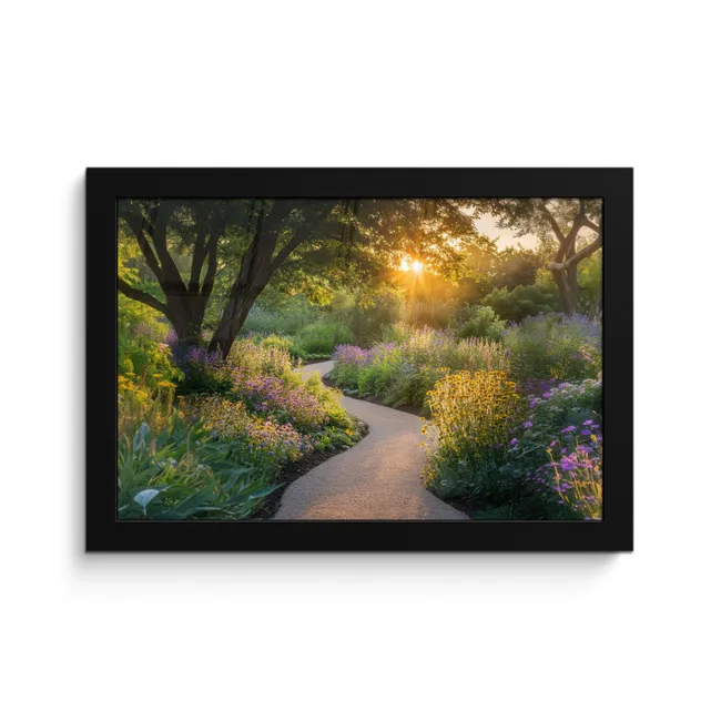 Pad - Bloemen - Park fotolijst zwart zonder passe partout klein -3d