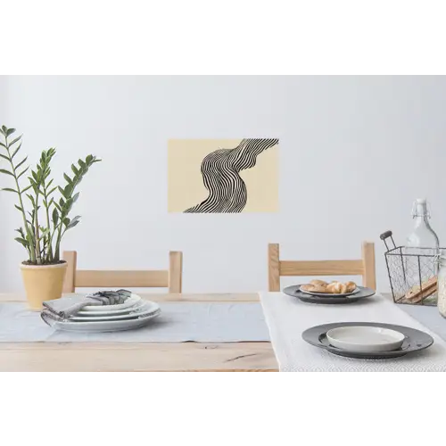 Golvend - Lijnen - Abstract - Silhouet Muursticker klein -eettafel
