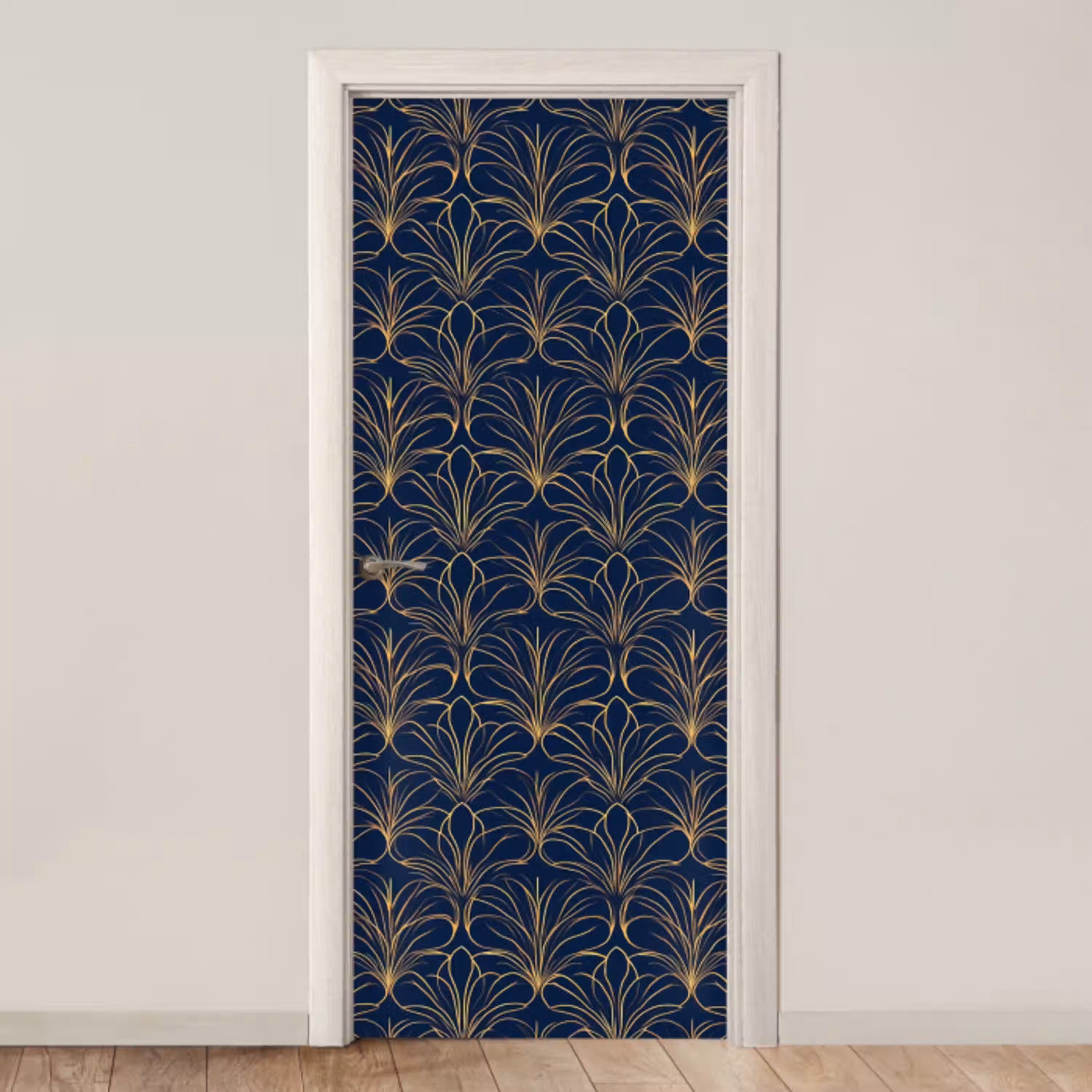 Deco - Waaier - Blauw deurposter klein 289 -3d_beige