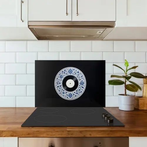 Vinyl - LP - Delfts Blauw - Muziek keuken achterwand spatscherm klein -sfeer2