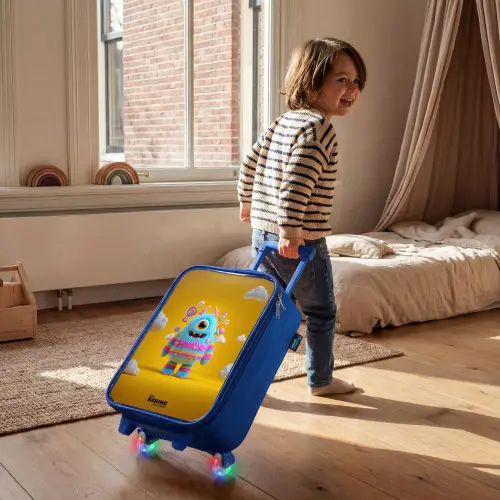 Snoep - Monster - Regenboog Kinderkoffer - Blauw klein -sfeer1