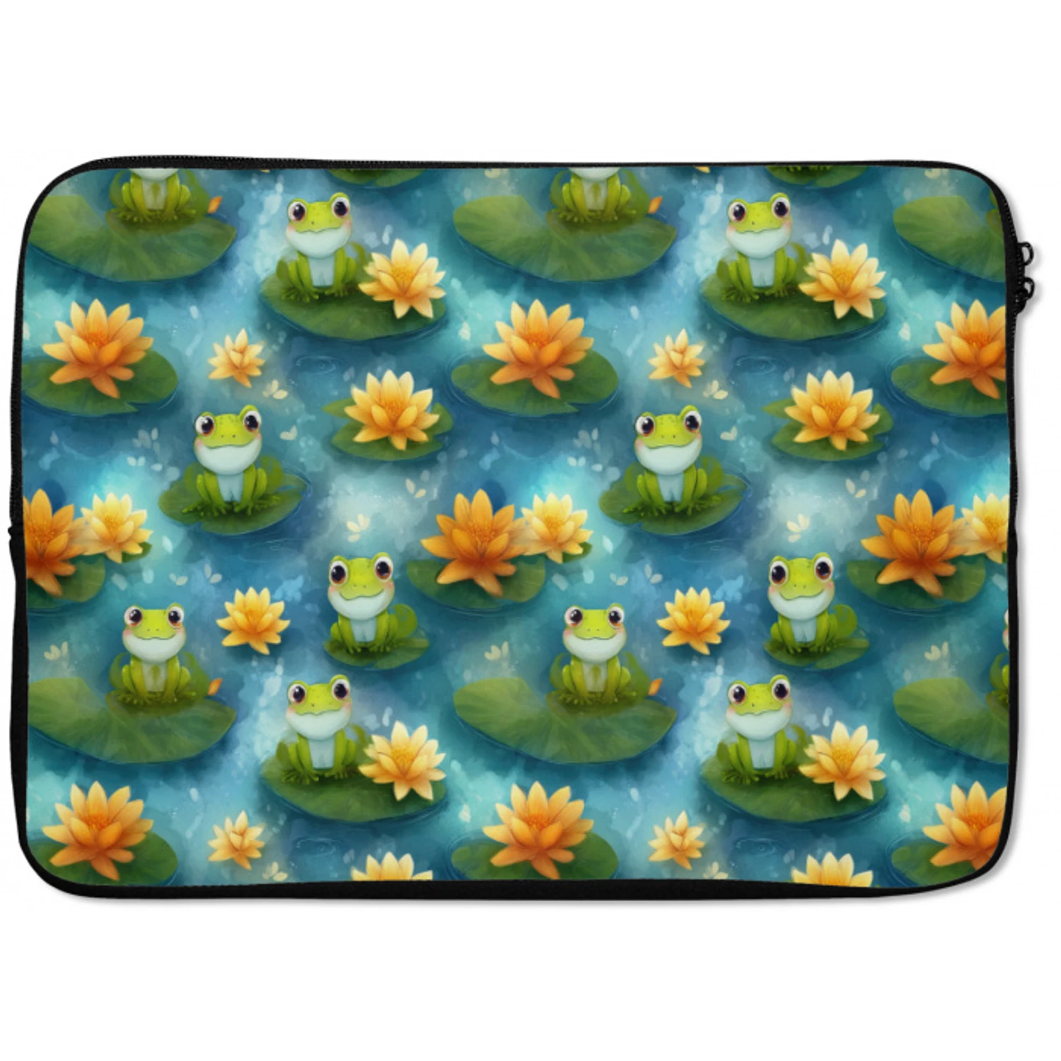 Kikker - Lelies - Groen laptophoes neopreen klein 279 -zkaufland3dotto