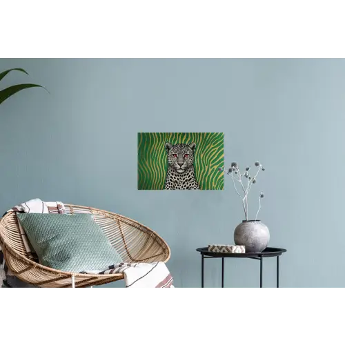 Panter - Zebrapatroon - Groen Muursticker klein -plant