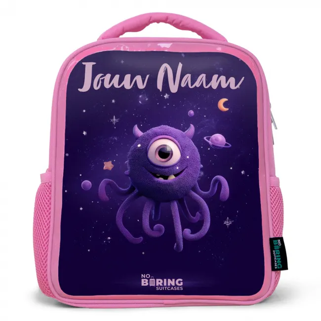 Rugzak kind met naam - Roze Kosmisch tentakelmonster