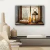 Stilleven - Rustiek - Kaarsen - Broden - Raam canvas 2cm klein -sfeer6