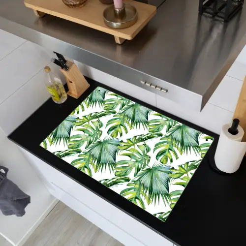 Monstera - Palmblad - Jungle - Tropisch Inductie beschemer met haakjes klein -sfeer1