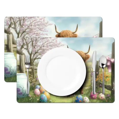 Schotsehooglanders - Paaseieren - Lente Placemat vinyl groot -zzsfeer2_Kitchenyeah-website