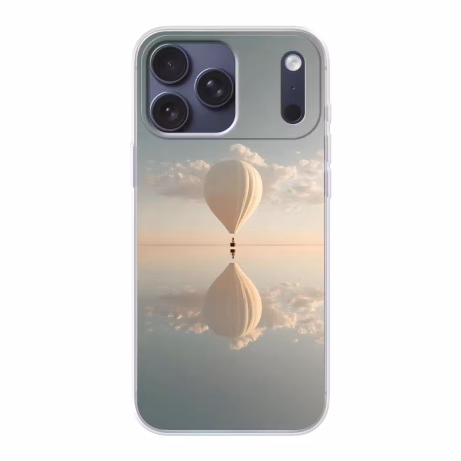 Telefoonhoesje Softcase - Luchtballon - Wolken - Water - Blauw