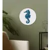Zeepaardje - Staart - Blauw Wandcirkel kunststof plaat 5mm dik klein -sfeer3
