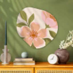 Grafisch - Bloemen - Roze Wandcirkel Organisch Aluminium middel -sfeer2