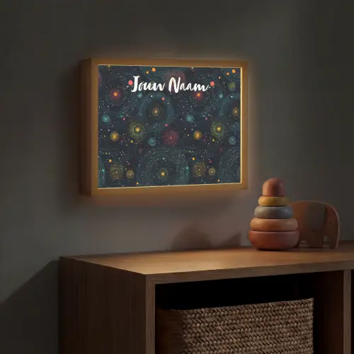 Sterren - Kleurrijk - Lichtgevende kernen Light Box met batterij (Wandlamp kind) middel -sfeer5_kind
