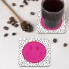 Smiley - Roze - Stippen onderzetter kurk middel -sfeer2