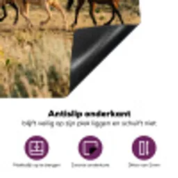 Paarden - Kudde - Bergen - Vrijheid - Wild Inductie beschermer vinyl 3mm middel -zzzzzzz-cc-onderkant