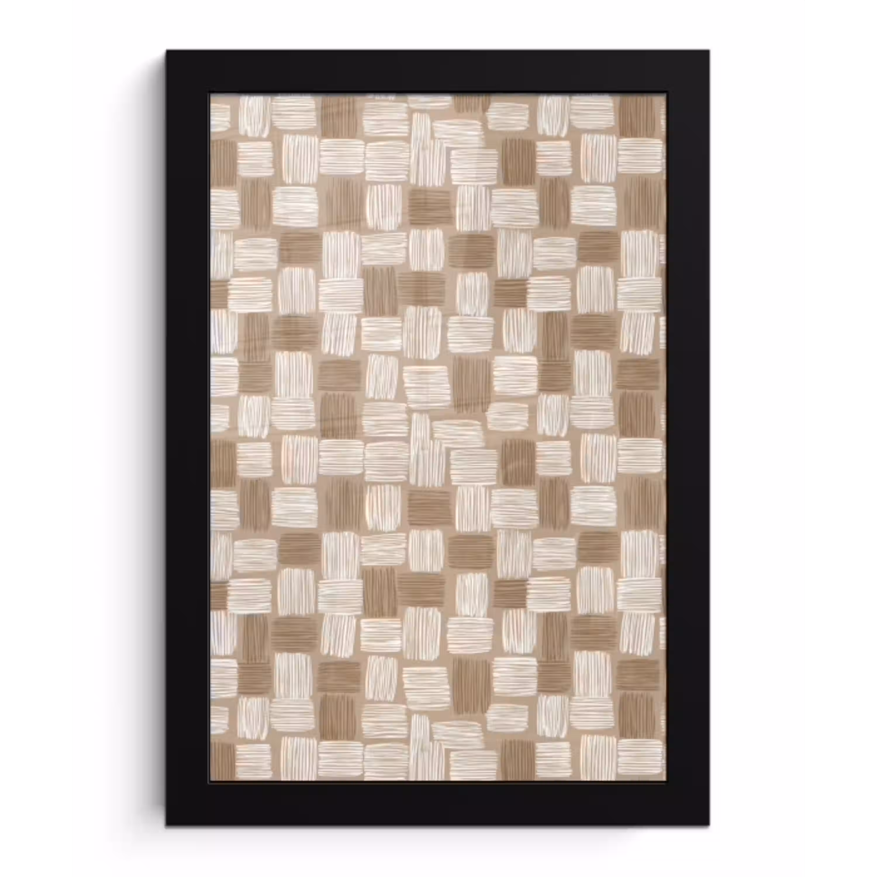 Blok - Patroon - Bruin fotolijst zwart zonder passe partout klein 224 -3d