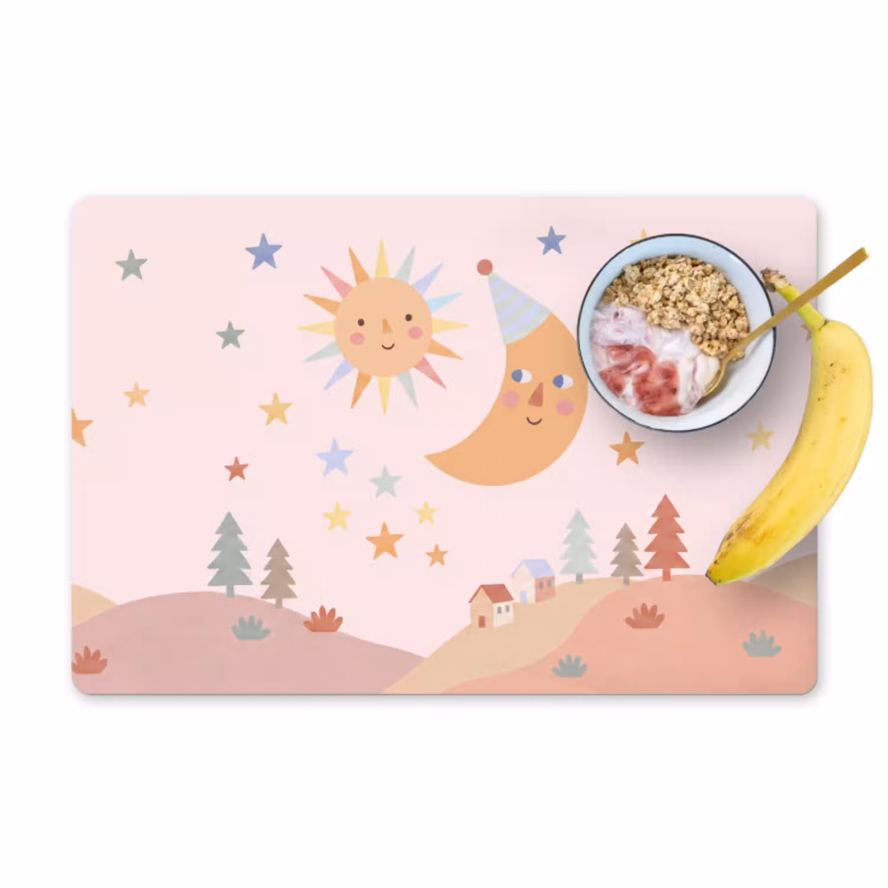 Zon - Maan - Sterren - Kinderkamer - Pastel Placemat vinyl groot -zzzproduct_Kitchenyeah-website