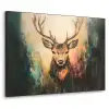 Hert - Geverfd - Gewei - Bruin Textielframe zwart klein -3d