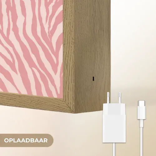 Zebra - Print - Roze Light Box met batterij (Wandlamp) middel 907 -USP_websiteoplaadbaarNL