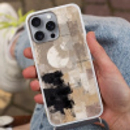 Abstract - Cirkel - Modern - Beige - Zwart - Minimalistisch Hoesje iPhone 16 Pro Max met koord klein -sfeer3