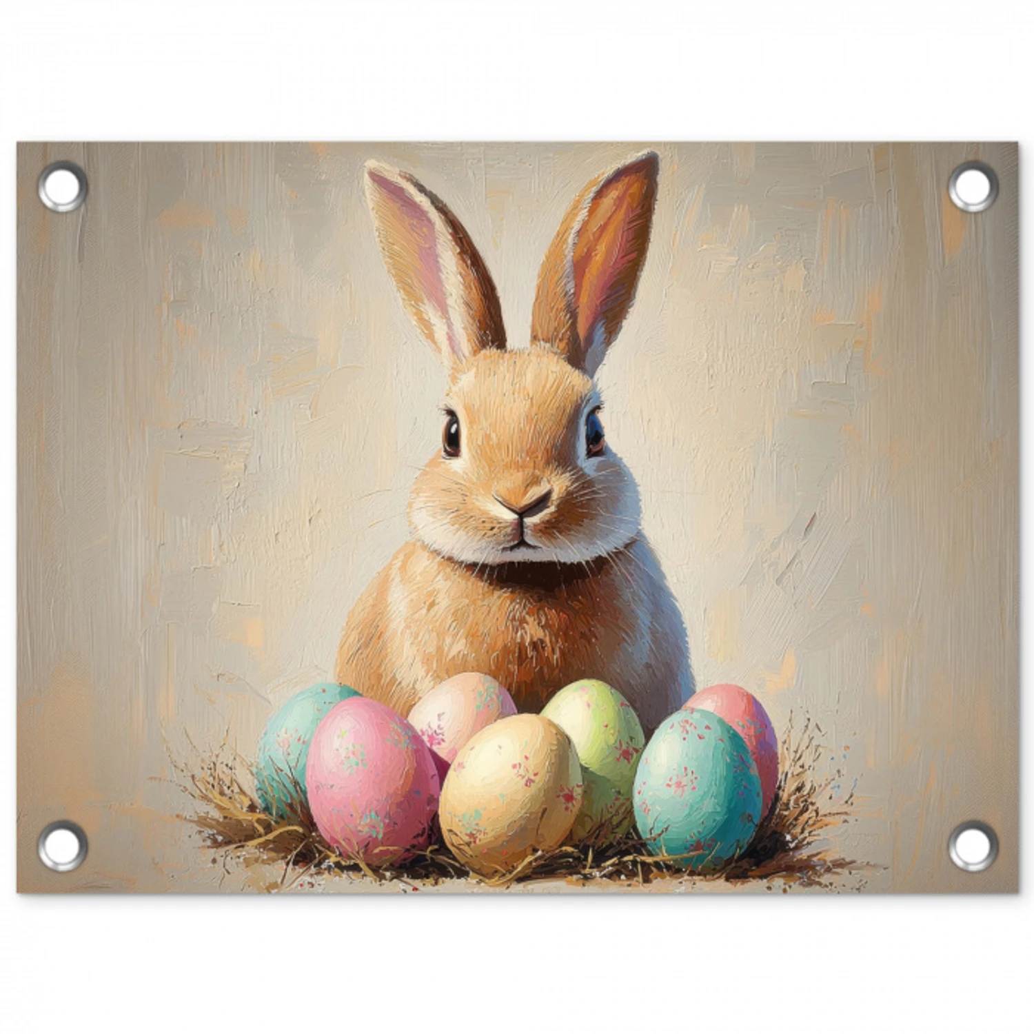 Paashaas - Pastel - Eieren tuinposter los doek klein -3d