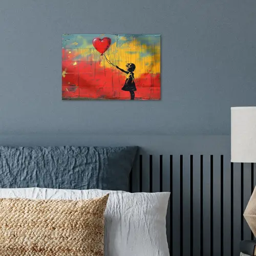 Banksy - Kunst - Graffiti - Meisje - Street art poster papier klein -sfeer2