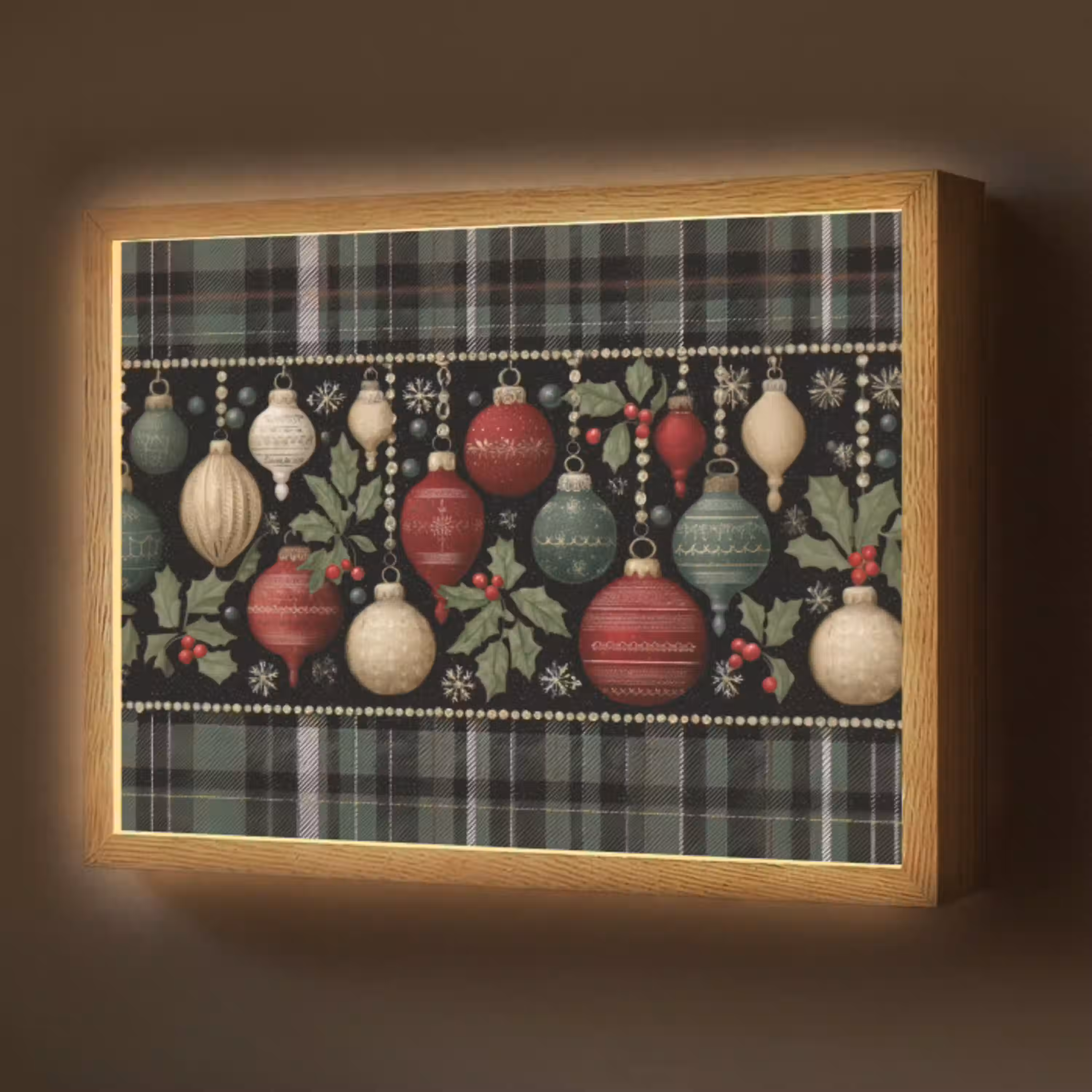 Kerstballen - Rood - Hulsttakken - Patroon Light Box met batterij (Wandlamp) middel -z3d_website