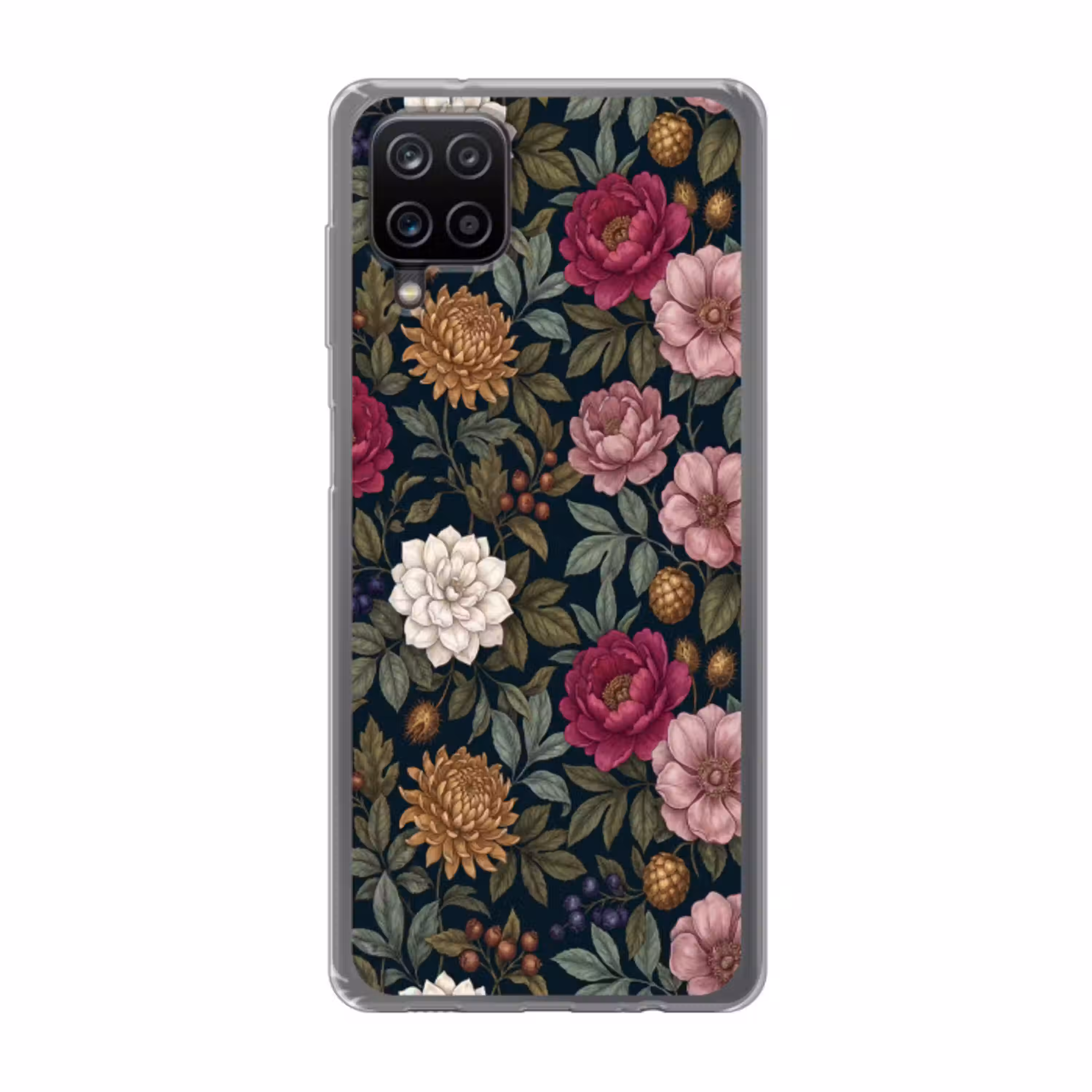 Bloemen - Botanisch - Illustratie - Donker - Vintage Telefoonhoesje Samsung Galaxy A12 klein -3d