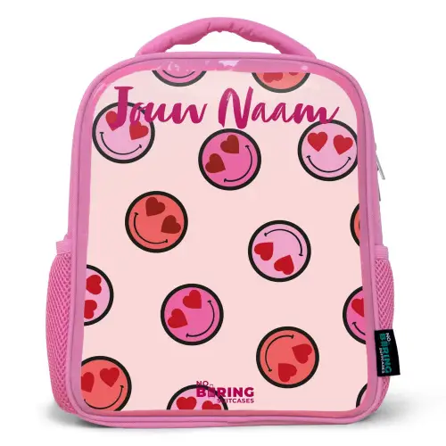 Hartje - Smiley - Patroon Kinderrugzak - Roze middel -3d