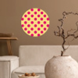 Roze - Stippen - Geel Wandcirkel behangsticker klein 186 -sfeer1