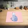 Kat - Illustratie - Minimalistisch - Roze Inductie beschermer vinyl 3mm middel -sfeer5