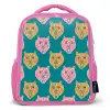 Kattengezichten - Sterren - Turquoise Kinderrugzak - Roze middel 863 -3d