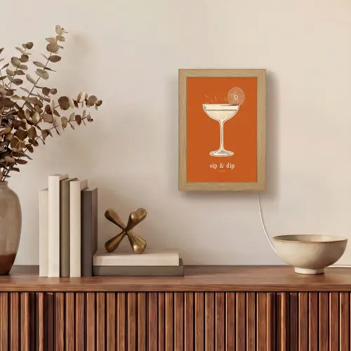 Cocktail - Oranje - Zomer - Quote Light Box met kabel (Wandlamp) klein -sfeer2