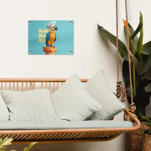 Papegaai - Koksmuts - Quote - Neon tuinposter los doek klein -sfeer7