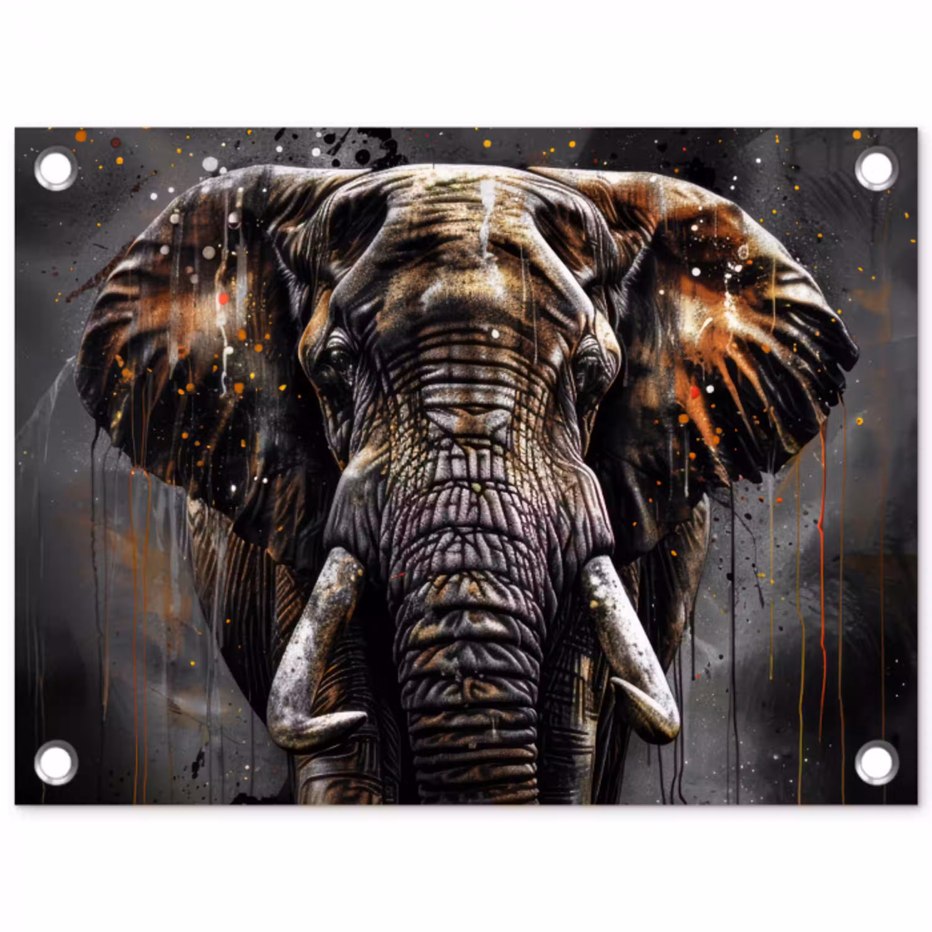 Olifant - Watercolor - Wilde dieren - Luxe tuinposter los doek klein -3d