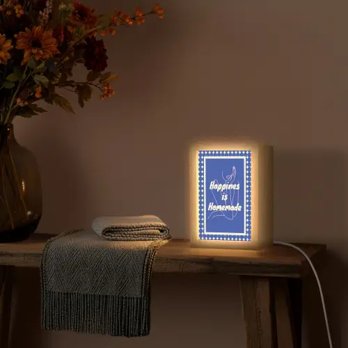 Lijntekening - Vrouw - Quote - Blauw Light Box met kabel (Wandlamp) klein -sfeer4