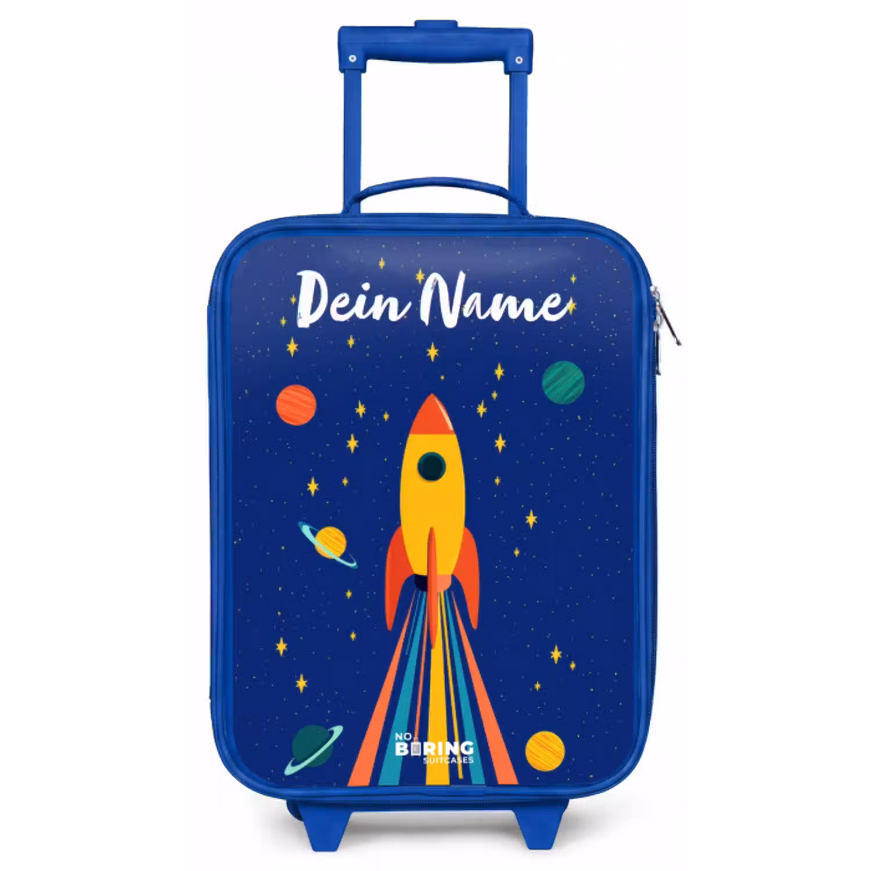 Raket - Sterren - Planeet - Ruimte Kinderkoffer - Blauw klein -zz3dotto