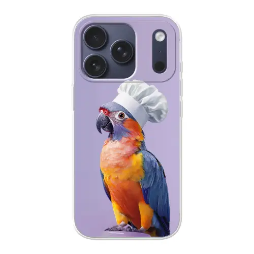 Papegaai - Koksmuts - Paars - Cute Telefoonhoesje iPhone 17 Pro klein -3d