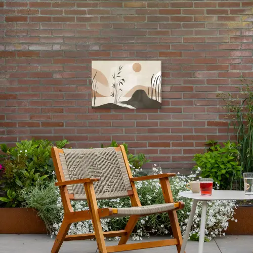 Japandi - Landschap - Beige Tuinposter op houten frame 2 cm dik klein -sfeer3