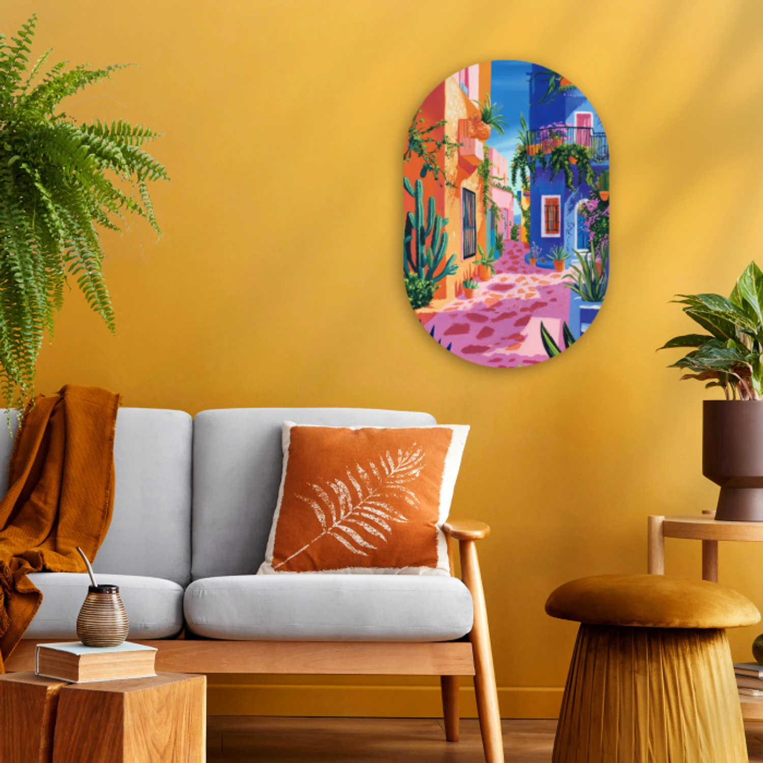 Geel - Blauw - Oranje - Huis Wandcirkel Ovaal Forex klein -sfeer4