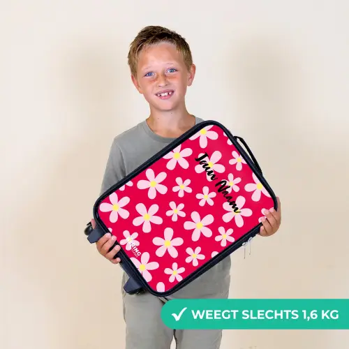 Madeliefjesmania hotpink Kinderkoffer - Zwart klein -sfeer4_NL