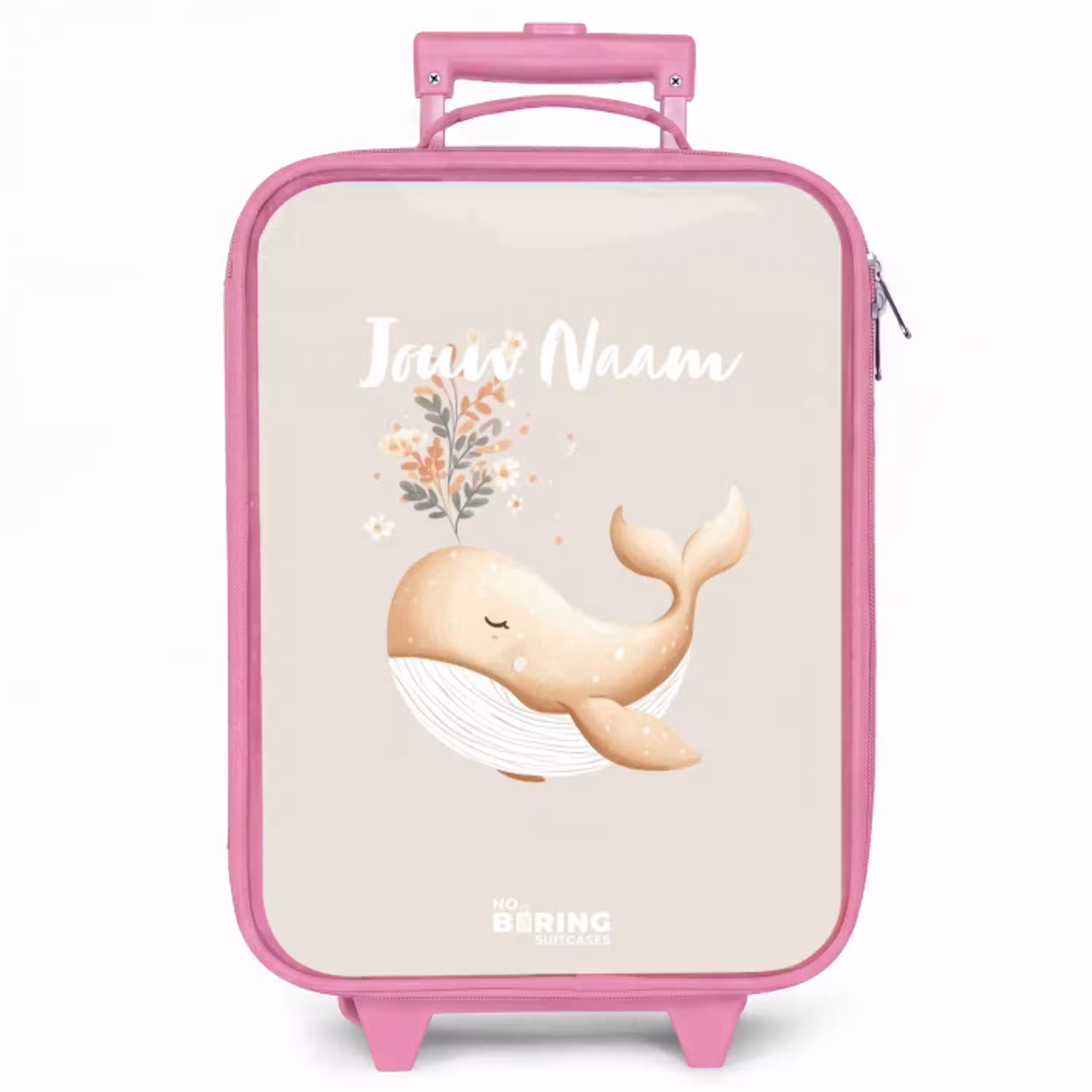 Walvis in pastel beige kleuren Kinderkoffer - Roze klein -zzz_website3d
