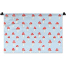 Paddenstoel -Sprookje - Blauw Wandkleed katoen klein 269 -zz3d