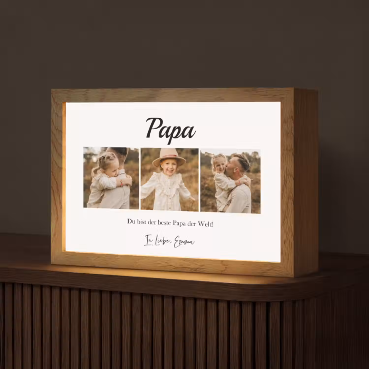 Personalisierte Lightbox - Papa - Fotocollage - 3 Fotos
