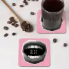Mond - BLAH BLAH - Roze onderzetter kurk middel -sfeer2